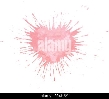 Hand gemalte Aquarell splash Textur in der Form des Herzens. Vektor rosa Farbe blob isoliert auf dem weißen Hintergrund für Karten oder Valentinstag Postkarten Stock Vektor