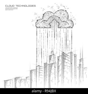 Smart City 3D-light cloud computing Stadtbild. Intelligente Gebäude Big Data Exchange Storage online futuristischen Konzept Zukunft Technologie. Urban banner Vector Illustration Stock Vektor