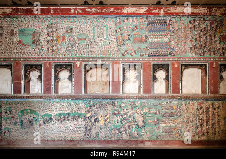 Gemälde in Chhatra Mahal, Garh Palast, Bundi, Indien Stockfoto