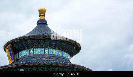 Der Tempel des Himmels, die "Halle des Gebetes für eine gute Ernte Gebäude, komplizierte Dach details, Peking, China Stockfoto