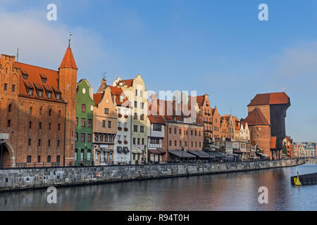 Dlugie Pobrzeze Riverside Promenade Danzig Polen Stockfoto