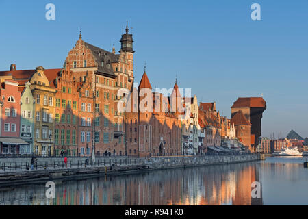 Dlugie Pobrzeze Riverside Promenade Danzig Polen Stockfoto