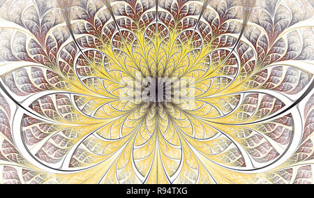 Bunte symmetrische Fraktale Blume. Elegante und feine Digital erzeugten fraktale Muster für Kunstprojekte. Stockfoto