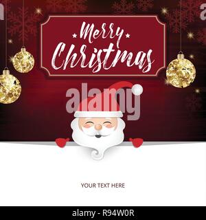 Elegante Weihnachten Hintergrund mit glänzenden Gold Christmas Ball und Santa Clause. Alle Elemente sind auf separaten Ebenen. Vektor, Illustration, eps 10. Stock Vektor