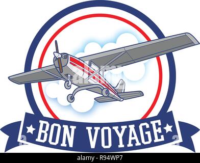 Reisen mit dem Flugzeug und wollen gerne Flug Symbol, Label Design. Stock Vektor