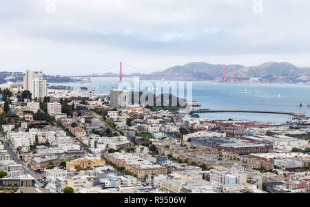 Luftaufnahme von San Francisco Coit Tower Stockfoto