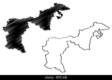 Appenzell Ausserrhoden (Kantone der Schweiz Schweizer Kantone, Bund) Karte Vektor-illustration, kritzeln Skizze Kanton Appenzell Äußeren Stock Vektor