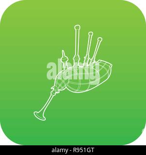 Dudelsack Symbol grün Vektor auf weißem Hintergrund Stock Vektor