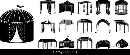 Vordach Icon Set, einfachen Stil Stock Vektor