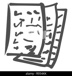 Blätter mit Noten, Noten. Kinder s Zeichnung doodle Stockfoto