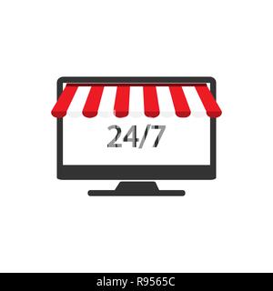 Vector Illustration, flache Bauform. Online shopping Symbol Stock Vektor