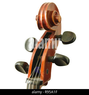 Cello Griffbrett auf weißem Hintergrund Stockfoto