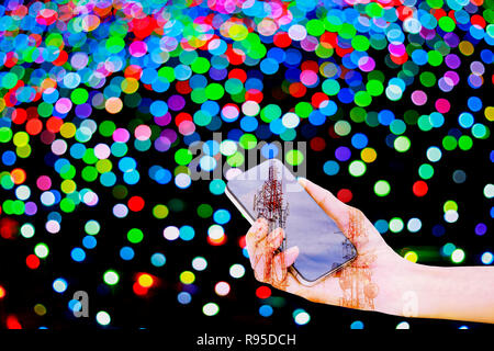 Licht bokeh Rundschreiben der Nacht Licht für Hintergrund. Abstract blur bokeh Hintergrund der city night lights Stockfoto