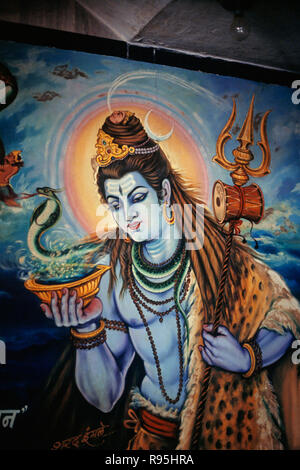 Lord Shiva Malerei in gumandev, Hanuman Tempel, Bharuch, Gujarat, Indien. Stockfoto