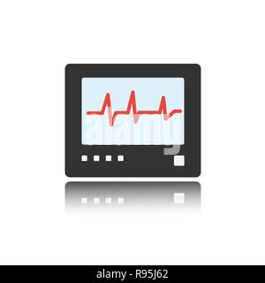 Pulsmesser Farbe Symbol mit Reflexion. Heartbeat. Elektrokardiogramm Vector Illustration Stock Vektor