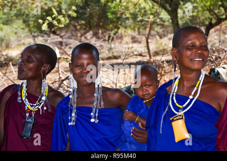 Eine Gruppe von Massai zogen in den Ruaha National Park östliche Grenze, in den 70er Jahren die Beschränkungen von Julius Nyere des Njaama zu entkommen Stockfoto