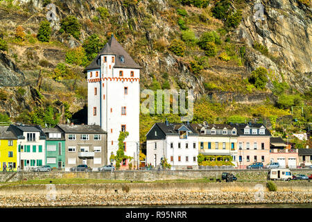 Historische Stadt Turm in Sankt Goarshausen, Deutschland Stockfoto