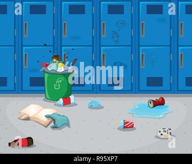 Dirty Schule Flur Hintergrundbild Stock Vektor