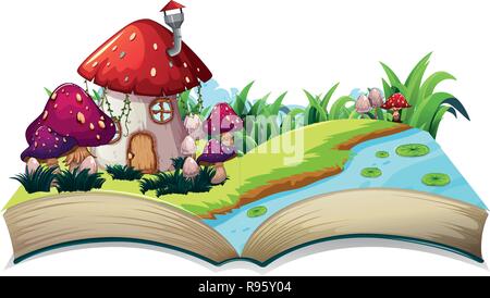 Ein Haus wie aus dem Märchen auf Open Book illustration Stock Vektor