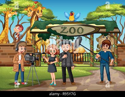 Ein Interview im Zoo Abbildung Stock Vektor