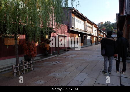 Stadtbild um Higashichaya, Kanazawa, Stadt Stockfoto