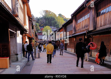 Stadtbild um Higashichaya, Kanazawa, Stadt Stockfoto