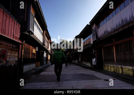 Stadtbild um Higashichaya, Kanazawa, Stadt Stockfoto