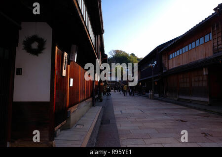 Stadtbild um Higashichaya, Kanazawa, Stadt Stockfoto