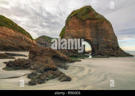 Wharariki Beach, Cape Farewell, Puponga, Südinsel, Neuseeland Stockfoto