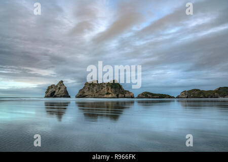 Wharariki Beach, Cape Farewell, Puponga, Südinsel, Neuseeland Stockfoto