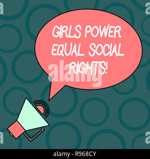 Text Zeichen zeigen Mädchen macht Gleiche soziale Rechte. Konzeptionelle foto Feminismus Männer und Frauen die Gleichstellung von Frauen und Männern leer Oval umrissen Sprechblase Text Kugel Stockfoto