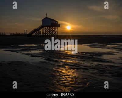 St. Peter-Ording Strand am Morgen Stockfoto