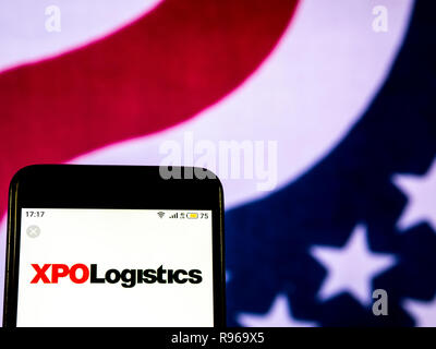 XPO Logistik Firmenlogo auf dem Smartphone angezeigt Stockfoto