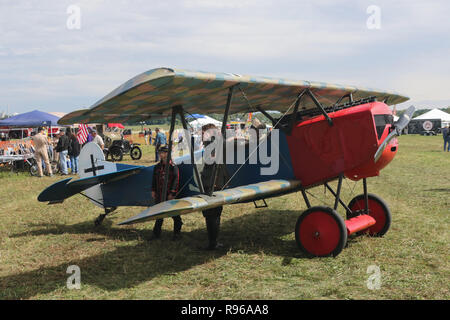 FOKKER DVII Flugzeug Replik. N465BW. Weltkrieg 1 Dawn Patrol Jubiläum Rendezvous Ereignis. Das Nationale Museum der United States Air Force, Wright Stockfoto