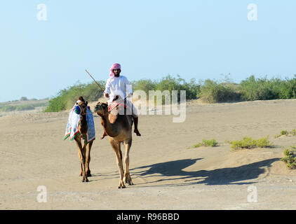 Ein Omanisches kamel Herder in Oman. Stockfoto