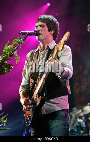 Brendon Urie mit Panik an der Disco führt im Konzert im Fillmore Miami Beach an der Jackie Gleason Theater in Miami Beach am 23. April 2008. Stockfoto