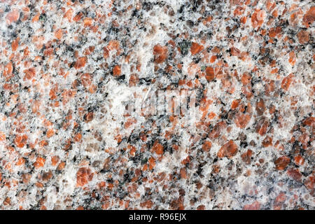 Makro mit Granitstruktur. Rot, schwarz, grau. Stockfoto