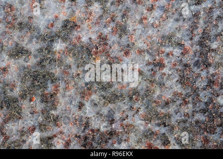 Makro mit Granitstruktur. Schwarz, rot. Stockfoto