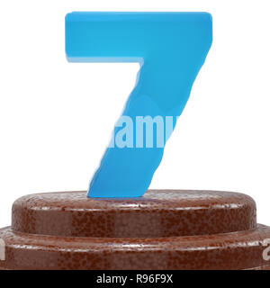 Nummer 7 auf Cho? olate Kuchen. 3D-Render Abbildung. Stockfoto