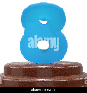 Nummer 8 Acht auf Cho? olate Kuchen. 3D-Render Abbildung. Stockfoto