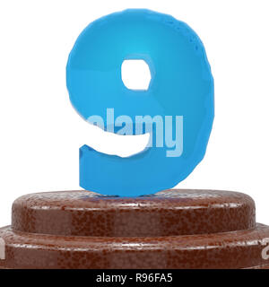 Nummer 9 Neun auf Cho? olate Kuchen. 3D-Render Abbildung. Stockfoto