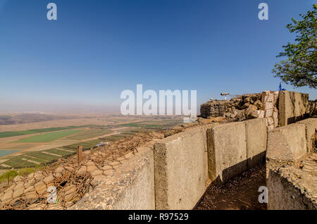 Vereinten Nationen ausrücken Post auf dem Berg Bental Einhaltung der Pufferzone zwischen der israelischen und der syrischen Grenze Stockfoto