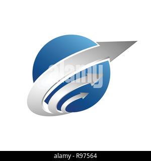 Earth Globus von radialen Pfeilen umgeben. EPS 10-Datei. Stock Vektor