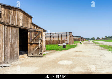 Holzbauten in Auschwitz Birkenau Museum, das als deutsches Konzentrationslager verwendet wurde, Polen Stockfoto