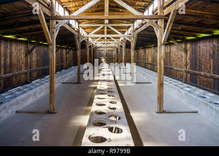 Einrichtung von Wohn- Baracke in Auschwitz Birkenau Museum Früher als deutsche Konzentrationslager, Polen Stockfoto