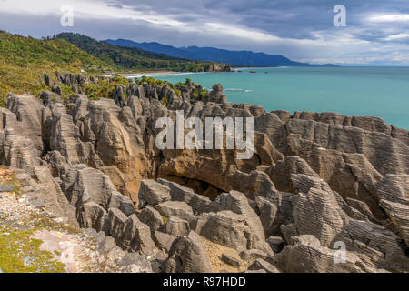 Pancake Rocks, Punakaiki, West Coast, Südinsel, Neuseeland Stockfoto
