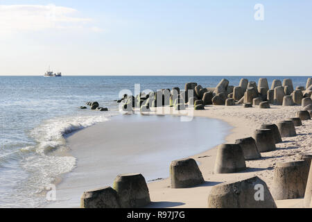 Tetrapods für den Küstenschutz auf der Insel Sylt Stockfoto