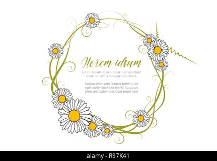 Vektor runde Daisy frame Vorlage für Ihren lieben Brief Stock Vektor