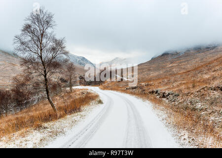 Winter am Glen Etive in den Highlands von Schottland in Edinburgh Stockfoto