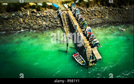 Jetty Canterbury Neuseeland Stockfoto